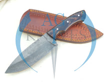 Load image into Gallery viewer, Handmade 1095 Steel Acid Wash Blade Hunting Knife with Wood Handle 10'' - Cowboyknives by AGKNIVESUSA