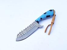 Load image into Gallery viewer, Cowboy Bull Cutter Knife with Sheath for Belt, Horse File/ Rasp File Steel Blade with Resin Handle 7'' Knife Gift for Him/her
