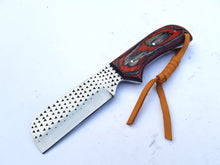 Load image into Gallery viewer, Cowboy Bull Cutter Knife with Sheath for Belt, Horse File/ Rasp File Steel Blade with Pakka Wood Handle 7'' Knife Gift for Him/her
