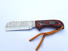 Load image into Gallery viewer, Cowboy Bull Cutter Knife with Sheath for Belt, Horse File/ Rasp File Steel Blade with Pakka Wood Handle 7'' Knife Gift for Him/her