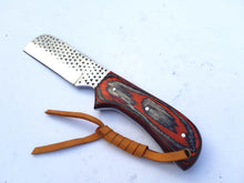 Load image into Gallery viewer, Cowboy Bull Cutter Knife with Sheath for Belt, Horse File/ Rasp File Steel Blade with Pakka Wood Handle 7'' Knife Gift for Him/her