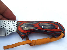 Load image into Gallery viewer, Cowboy Bull Cutter Knife with Sheath for Belt, Horse File/ Rasp File Steel Blade with Pakka Wood Handle 7'' Knife Gift for Him/her