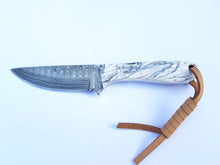 Load image into Gallery viewer, Western Cowboy Knife with Sheath for Belt, Hand Forged Damascus Steel Blade with Resin Handle 7'' Knife Gift for Him/her