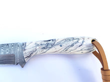 Load image into Gallery viewer, Western Cowboy Knife with Sheath for Belt, Hand Forged Damascus Steel Blade with Resin Handle 7'' Knife Gift for Him/her