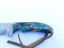 Load image into Gallery viewer, Western Cowboy Knife with Sheath, Handmade Damascus Steel Blade with Resin Handle 7'' Knife Gift for him/ her, Fathers