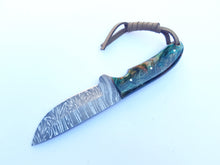 Load image into Gallery viewer, Western Cowboy Knife with Sheath, Handmade Damascus Steel Blade with Resin Handle 7'' Knife Gift for him/ her, Fathers