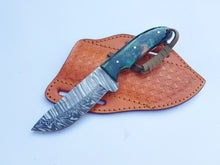 Load image into Gallery viewer, Western Cowboy Knife with Sheath, Handmade Damascus Steel Blade with Resin Handle 7'' Knife Gift for him/ her, Fathers
