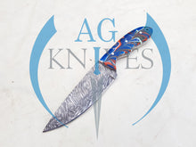 Load image into Gallery viewer, Handmade Damascus Steel Hunting Skinner Knife with Resin Handle 9'' - Cowboyknives by AGKNIVESUSA