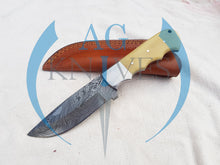 Load image into Gallery viewer, lot of 3 Custom Handmade Damascus Steel Hunting Knives with Bone Handle 9'' - Cowboyknives by AGKNIVESUSA