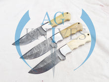Load image into Gallery viewer, lot of 3 Custom Handmade Damascus Steel Hunting Knives with Bone Handle 9'' - Cowboyknives by AGKNIVESUSA