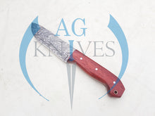 Load image into Gallery viewer, Full Tang Handmade Damascus Steel Hunting Knife with Wood Handle 10'' - Cowboyknives by AGKNIVESUSA