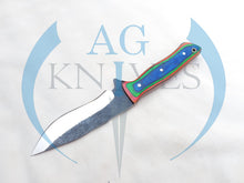 Load image into Gallery viewer, Handmade High Carbon Steel Hunting Knife with Color Sheet Handle 10'' - Cowboyknives by AGKNIVESUSA