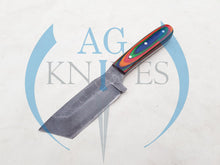 Load image into Gallery viewer, Handmade High Carbon Steel Hunting Tanto Blade Knife with Color Sheet Handle 9'' - Cowboyknives by AGKNIVESUSA
