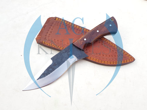 Handmade 1095 Steel Blade Hunting Knife with Wood Handle 10'' - Cowboyknives by AGKNIVESUSA