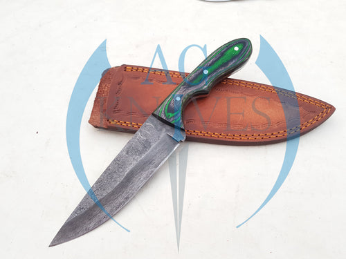Handmade 1095 Steel Acid Wash Blade Hunting Knife with Color Sheet Handle 10'' - Cowboyknives by AGKNIVESUSA