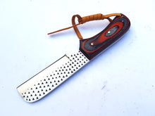 Load image into Gallery viewer, Cowboy Bull Cutter Knife with Sheath for Belt, Horse File/ Rasp File Steel Blade with Pakka Wood Handle 7&#39;&#39; Knife Gift for Him/her
