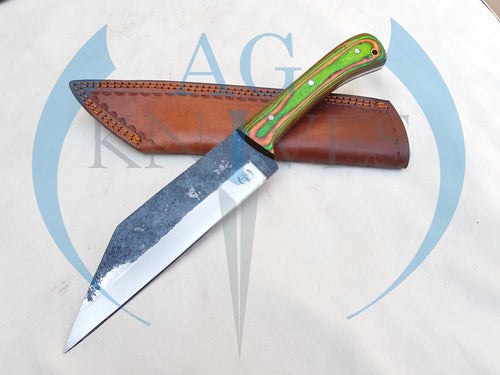 Handmade High Carbon Steel Viking Seax Knife  with Color Sheet  Handle - Cowboyknives by AGKNIVESUSA