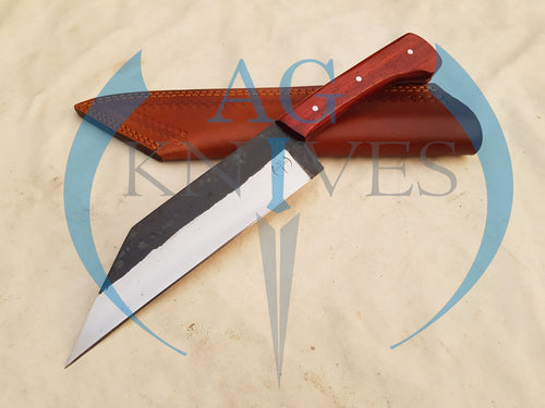 Handmade High Carbon Steel Viking Seax Knife Blade with Wood Handle - Cowboyknives by AGKNIVESUSA