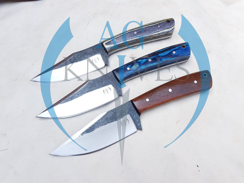 lot of 3 Handmade High Carbon Steel Hunting Skinner Knives 10'' - Cowboyknives by AGKNIVESUSA