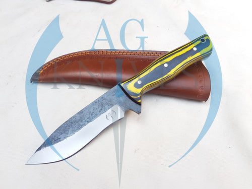 Handmade High Carbon Steel Hunting Knife with Color Sheet Handle  10'' - Cowboyknives by AGKNIVESUSA