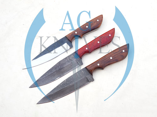 lot of 3 Handmade High Carbon Steel Hunting Skinner Knives 10'' - Cowboyknives by AGKNIVESUSA