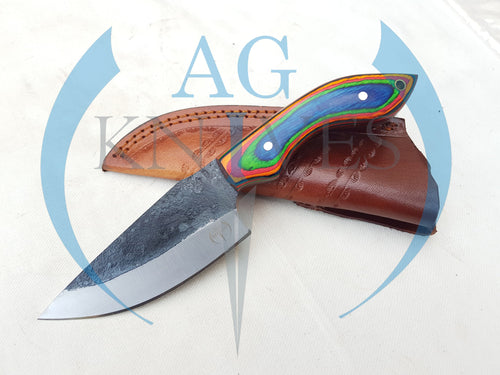 Handmade High Carbon Steel Hunting Skinner Knife with Color Sheet Handle  9'' - Cowboyknives by AGKNIVESUSA