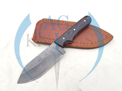 Handmade High Carbon Steel Hunting Knife with Wood Handle  10.25'' - Cowboyknives by AGKNIVESUSA