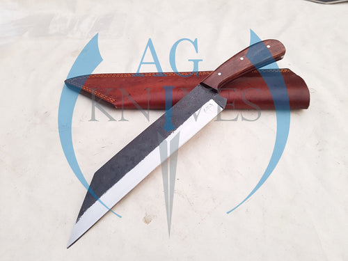 Handmade High Carbon Steel Viking Seax Knife with Wood Handle 13'' - Cowboyknives by AGKNIVESUSA