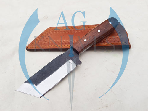 Handmade High Carbon Steel Hunting Tanto Blade Knife with Wood Handle  9'' - Cowboyknives by AGKNIVESUSA