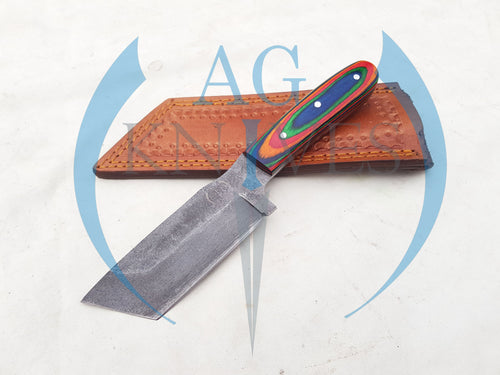 Handmade High Carbon Steel Hunting Tanto Blade Knife with Color Sheet Handle  9'' - Cowboyknives by AGKNIVESUSA